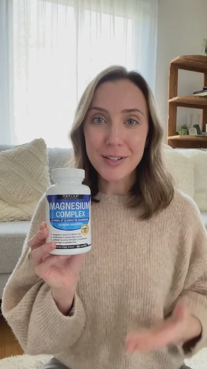 Magnesium Complex Supplement 8 Elemental 1000mg - Magnesium Glycinate, Citrate, Malate, Taurate, Chelated for Easy Absorption for Bones, Muscle, Recovery, Energy, Vegan Non-GMO 90 Capsules